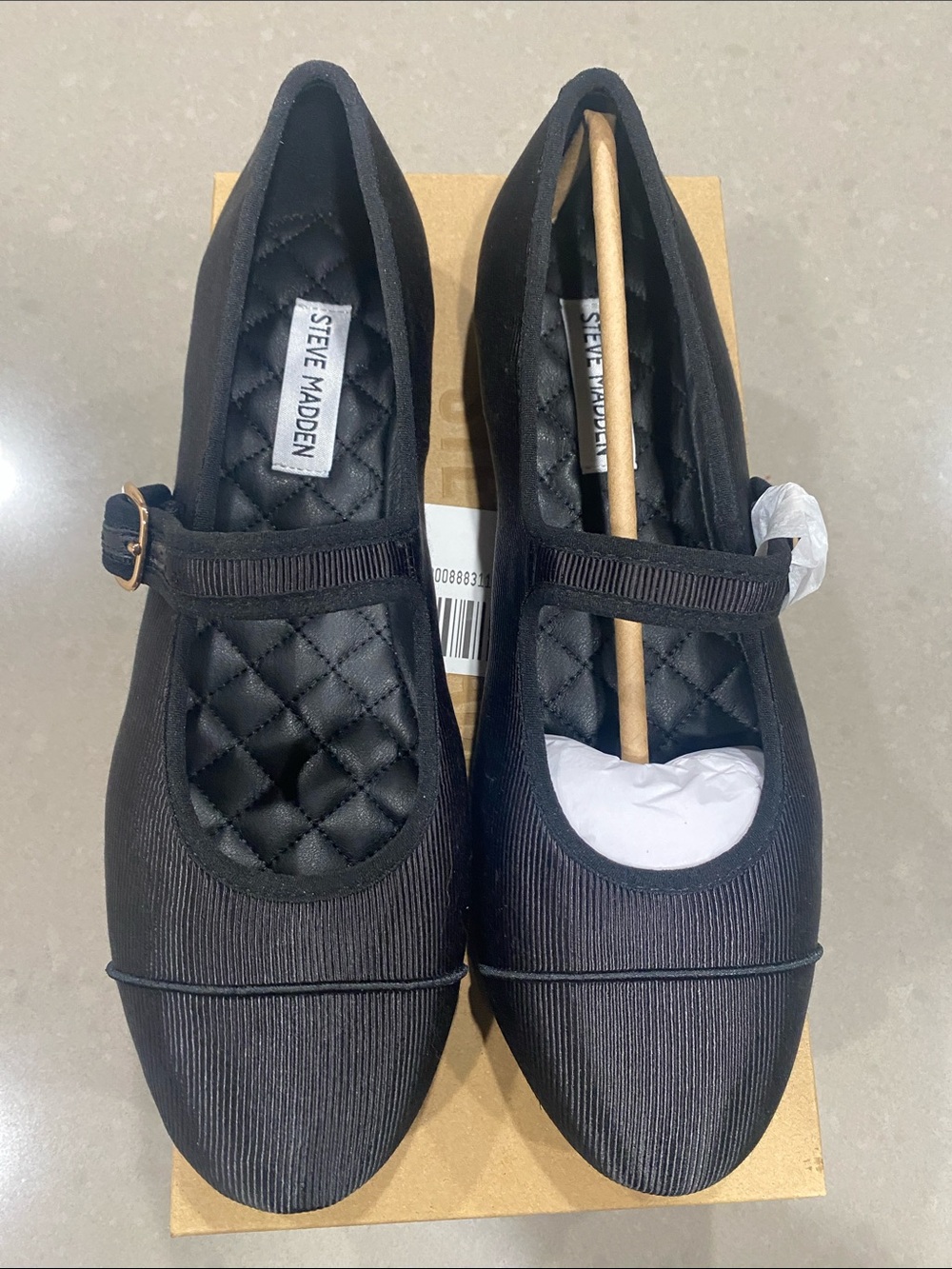 new in box steve madden black satin dory flats 10 mary janes